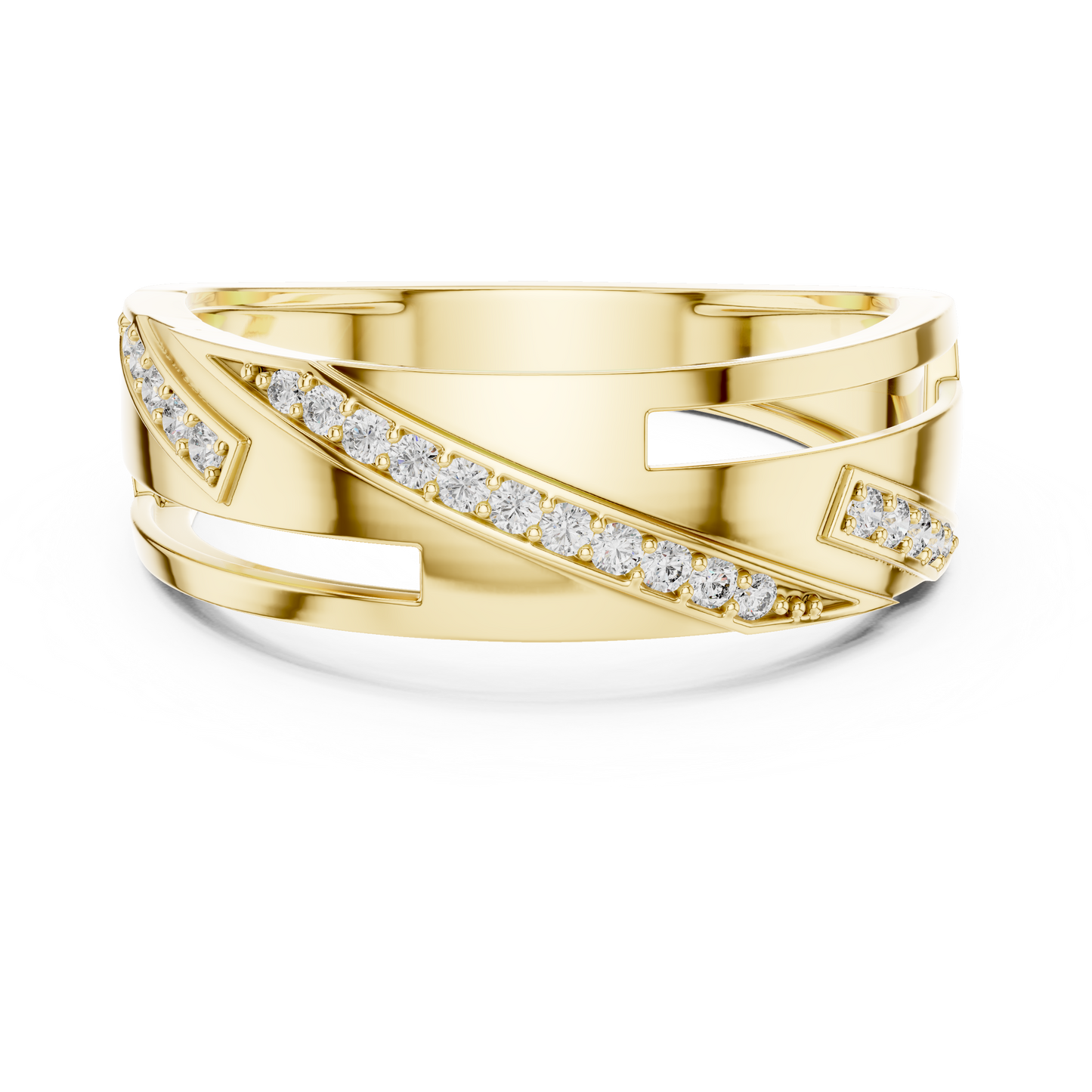 Round Cut Lab Grown Diamond Crossover Ring in 14k White Gold