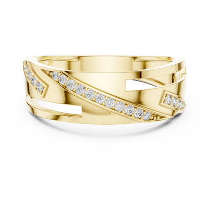 Round Cut Lab Grown Diamond Crossover Ring in 14k White Gold