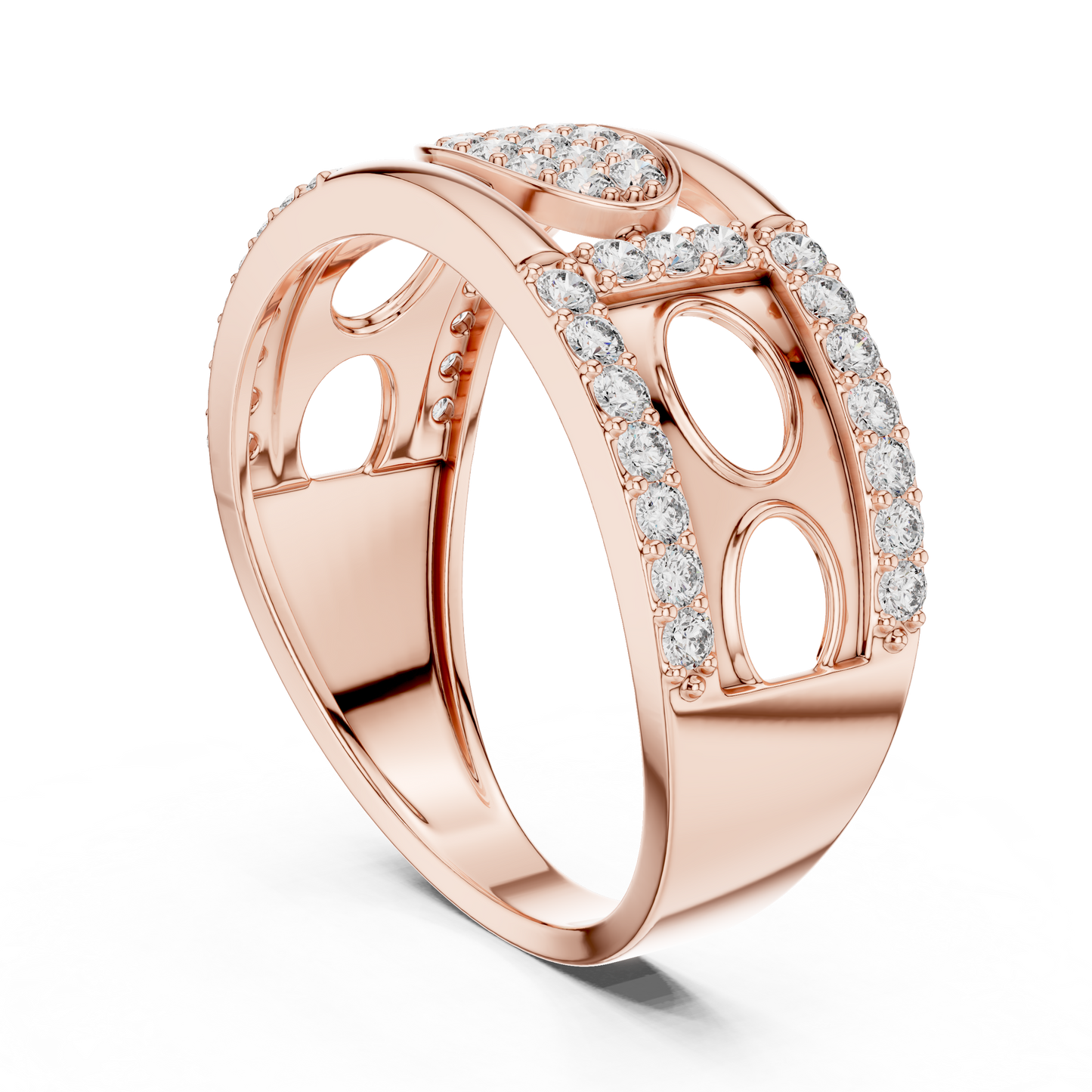 Lab Created Diamond Geometric Oval Cluster Ring