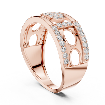 Lab Created Diamond Geometric Oval Cluster Ring