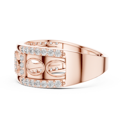Lab Created Diamond Geometric Oval Cluster Ring