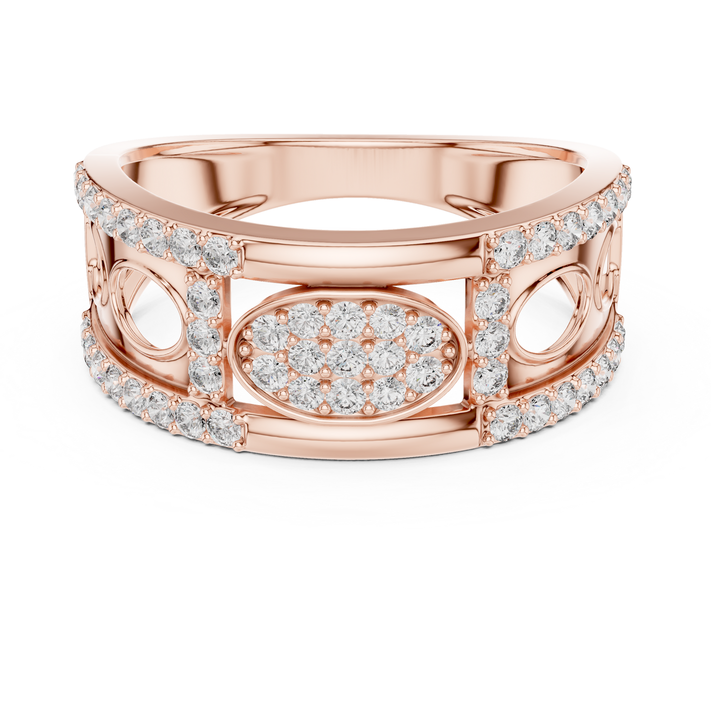Lab Created Diamond Geometric Oval Cluster Ring