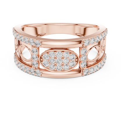Lab Created Diamond Geometric Oval Cluster Ring