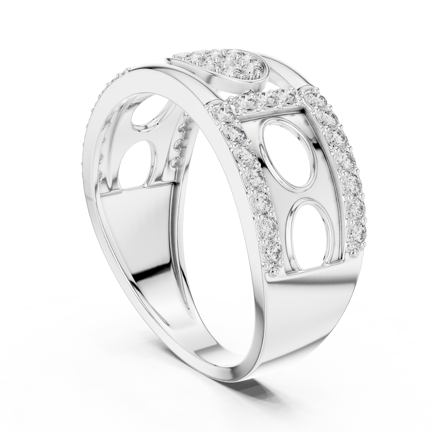 Lab Created Diamond Geometric Oval Cluster Ring