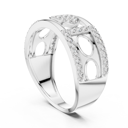 Lab Created Diamond Geometric Oval Cluster Ring