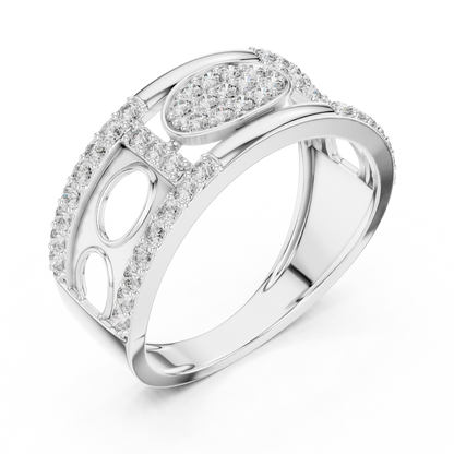 Lab Created Diamond Geometric Oval Cluster Ring
