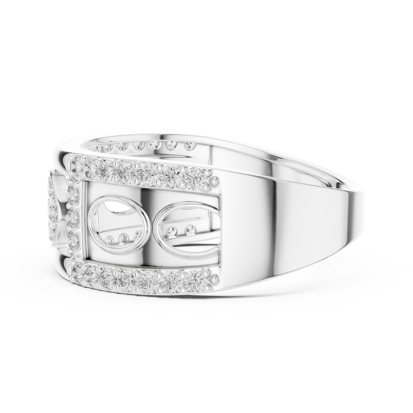 Lab Created Diamond Geometric Oval Cluster Ring