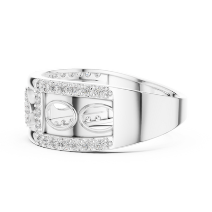 Lab Created Diamond Geometric Oval Cluster Ring