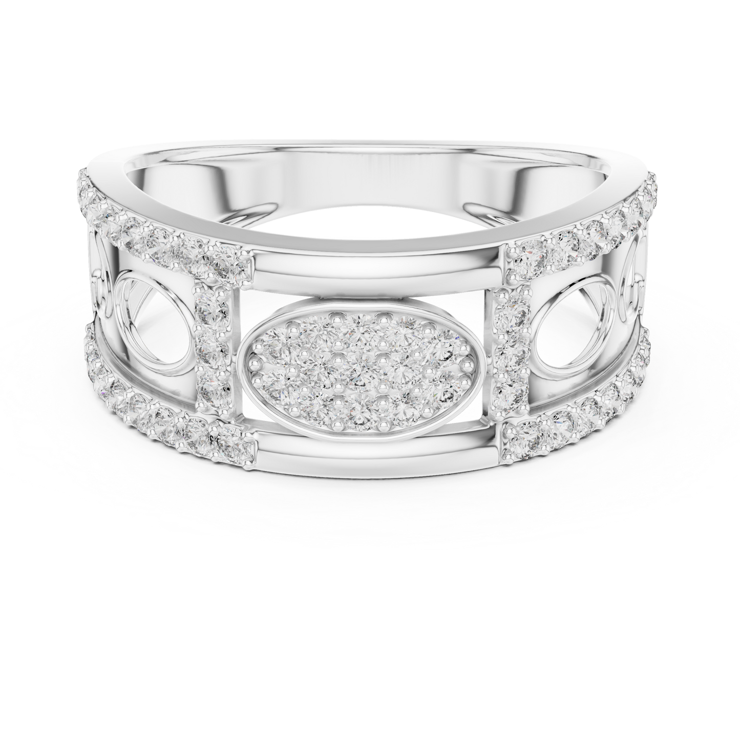 Lab Created Diamond Geometric Oval Cluster Ring