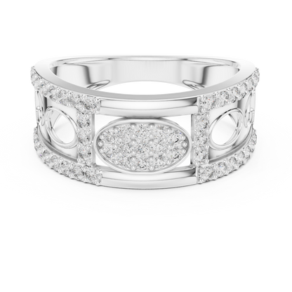 Lab Created Diamond Geometric Oval Cluster Ring