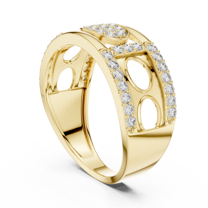 Lab Created Diamond Geometric Oval Cluster Ring