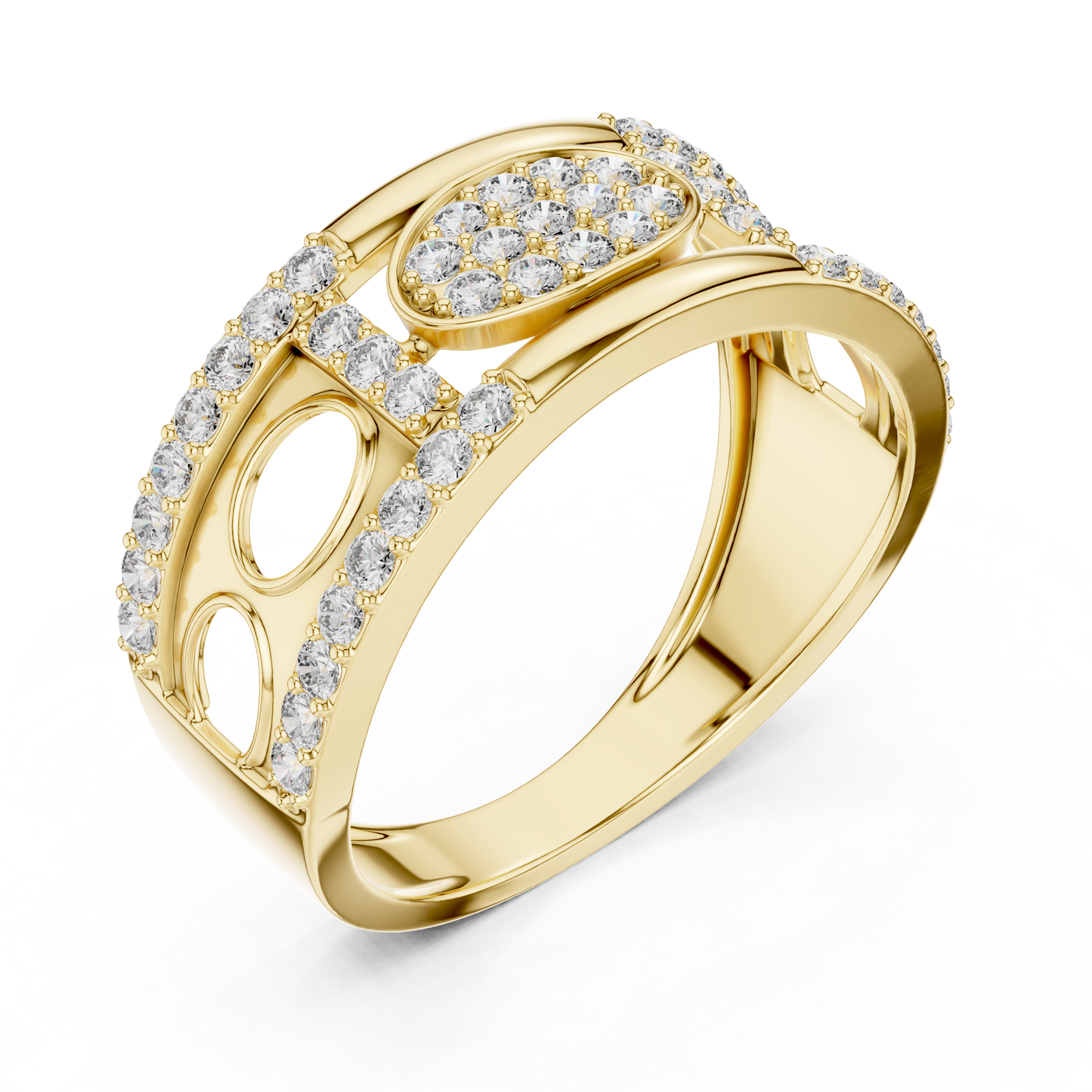 Lab Created Diamond Geometric Oval Cluster Ring