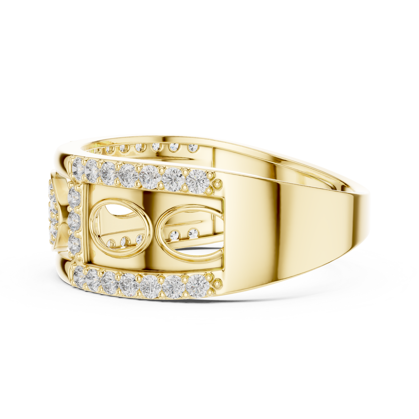 Lab Created Diamond Geometric Oval Cluster Ring