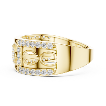Lab Created Diamond Geometric Oval Cluster Ring