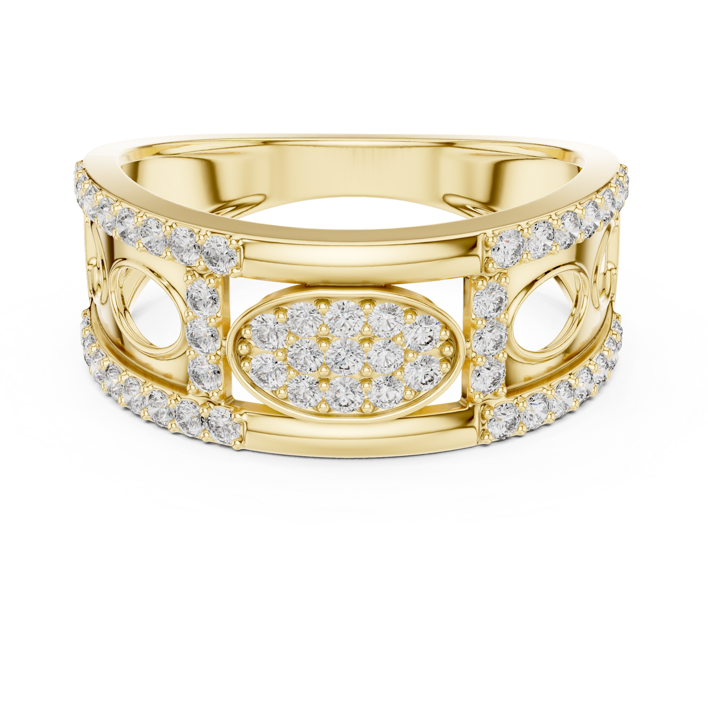 Lab Created Diamond Geometric Oval Cluster Ring