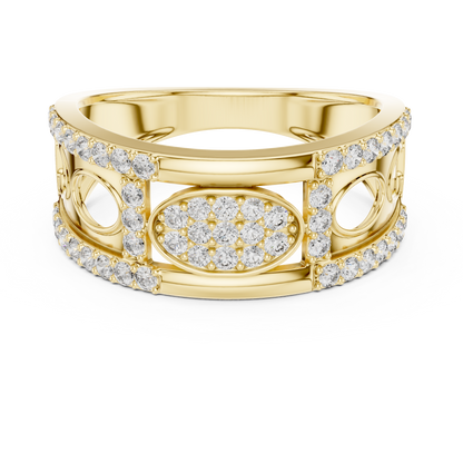 Lab Created Diamond Geometric Oval Cluster Ring