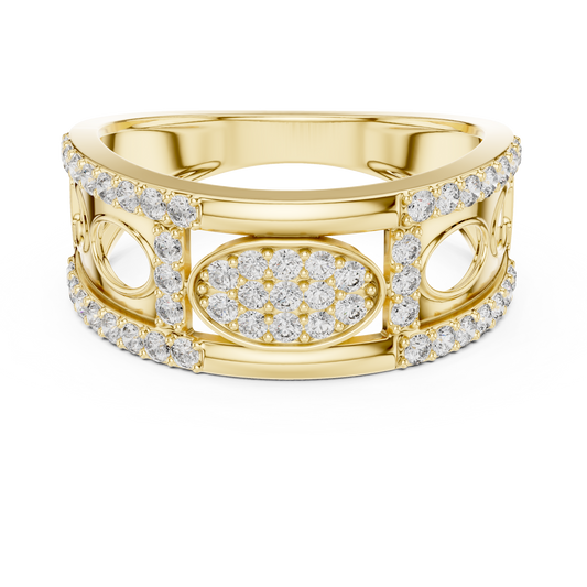 Lab Created Diamond Geometric Oval Cluster Ring