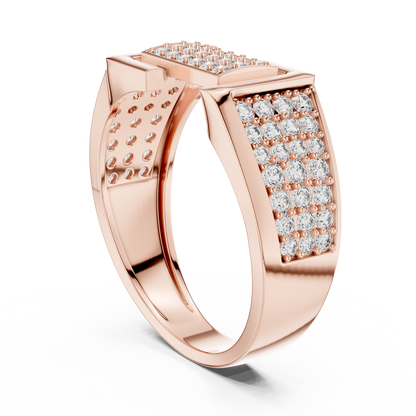 Unique Interlocking L Design Rectangular Pave Cluster Ring