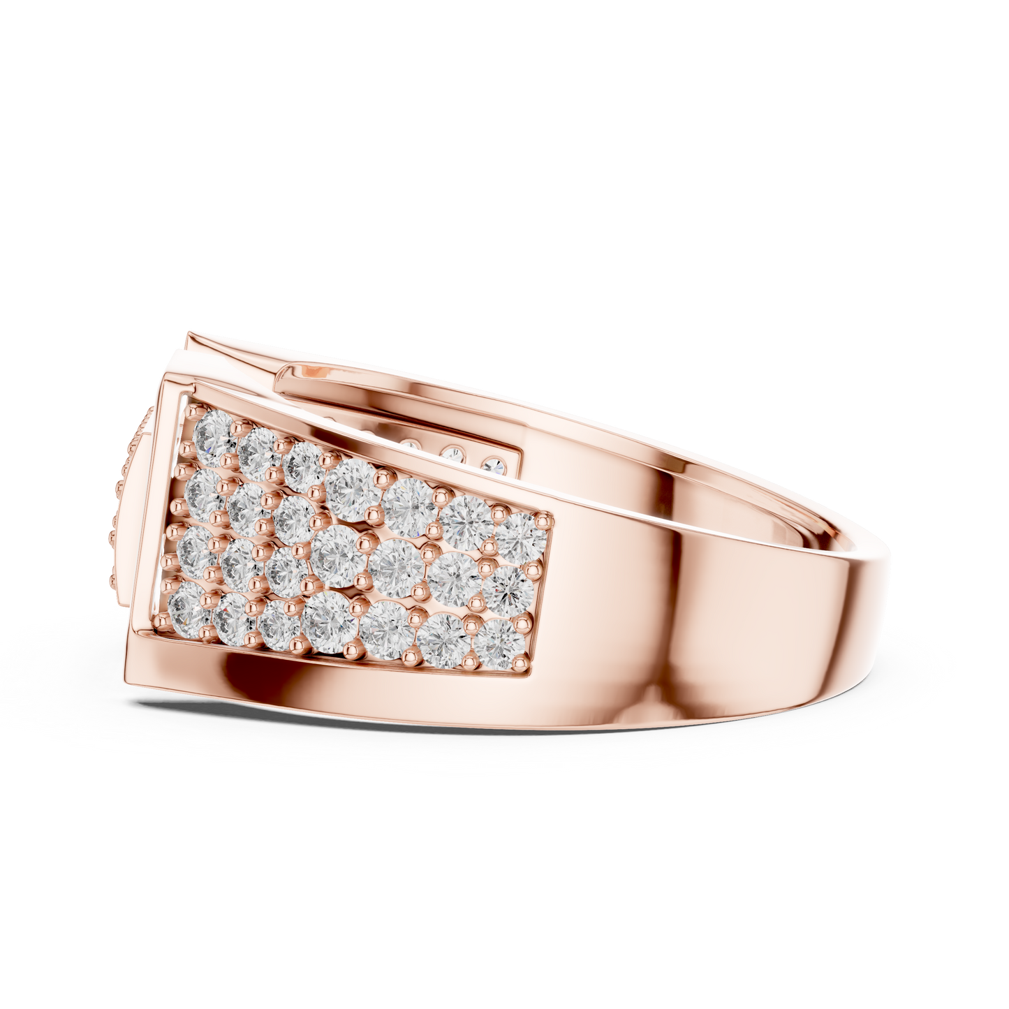 Unique Interlocking L Design Rectangular Pave Cluster Ring