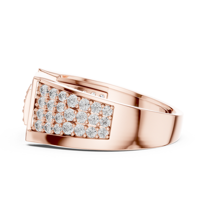 Unique Interlocking L Design Rectangular Pave Cluster Ring
