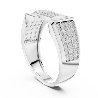 Unique Interlocking L Design Rectangular Pave Cluster Ring