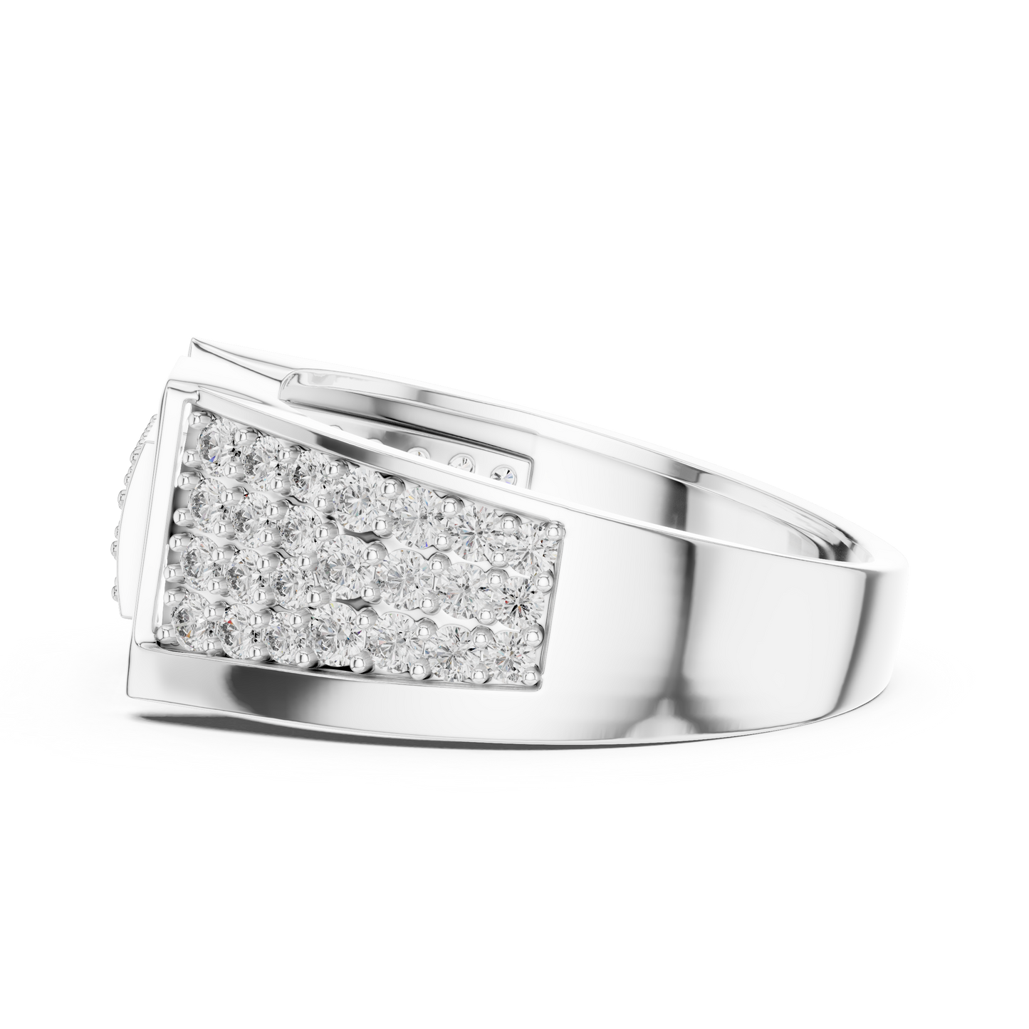 Unique Interlocking L Design Rectangular Pave Cluster Ring
