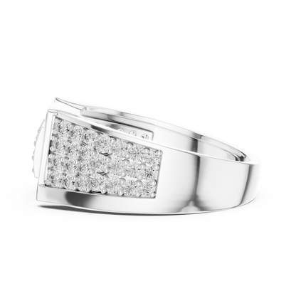 Unique Interlocking L Design Rectangular Pave Cluster Ring