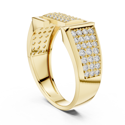 Unique Interlocking L Design Rectangular Pave Cluster Ring