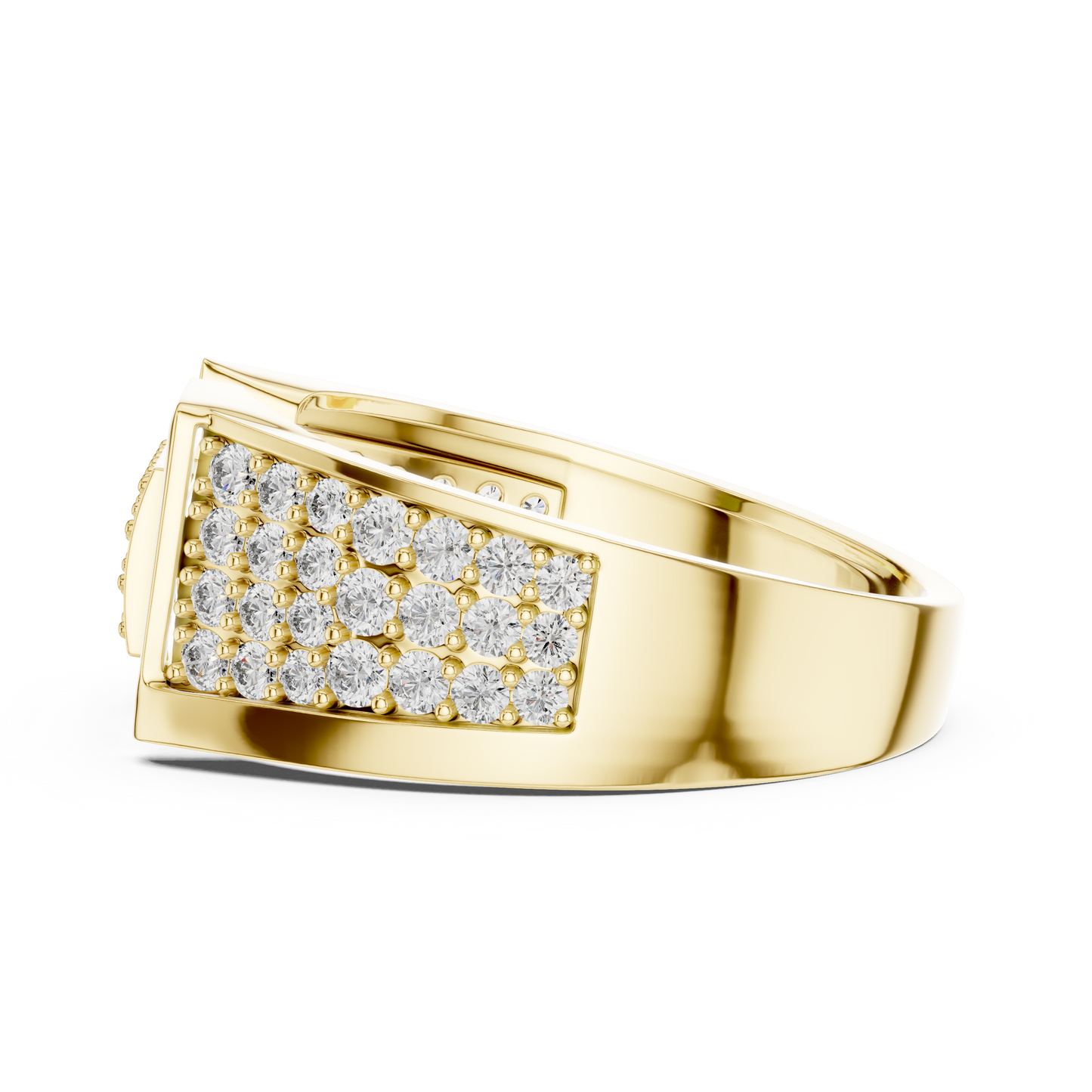Unique Interlocking L Design Rectangular Pave Cluster Ring
