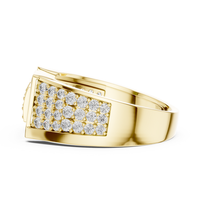 Unique Interlocking L Design Rectangular Pave Cluster Ring