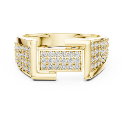Unique Interlocking L Design Rectangular Pave Cluster Ring
