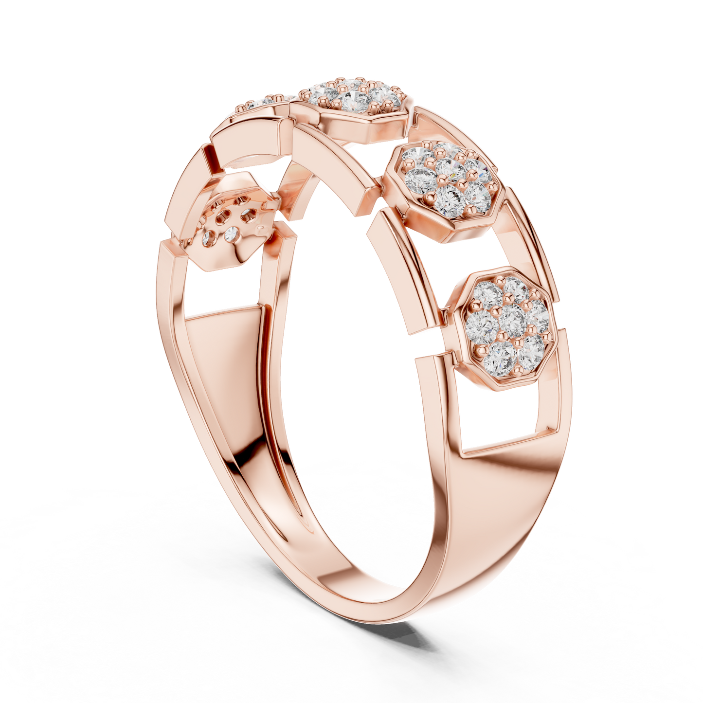 Lab Grown Diamond Octagon Cluster Ring in 14k White Gold