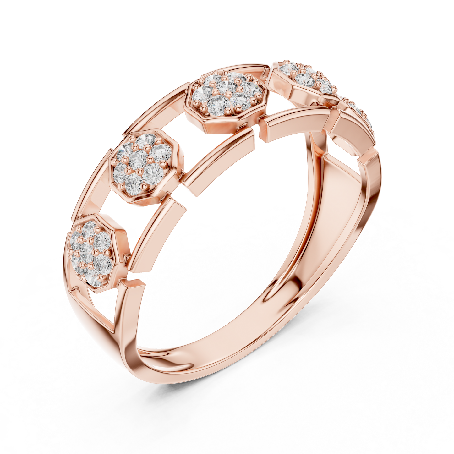 Lab Grown Diamond Octagon Cluster Ring in 14k White Gold