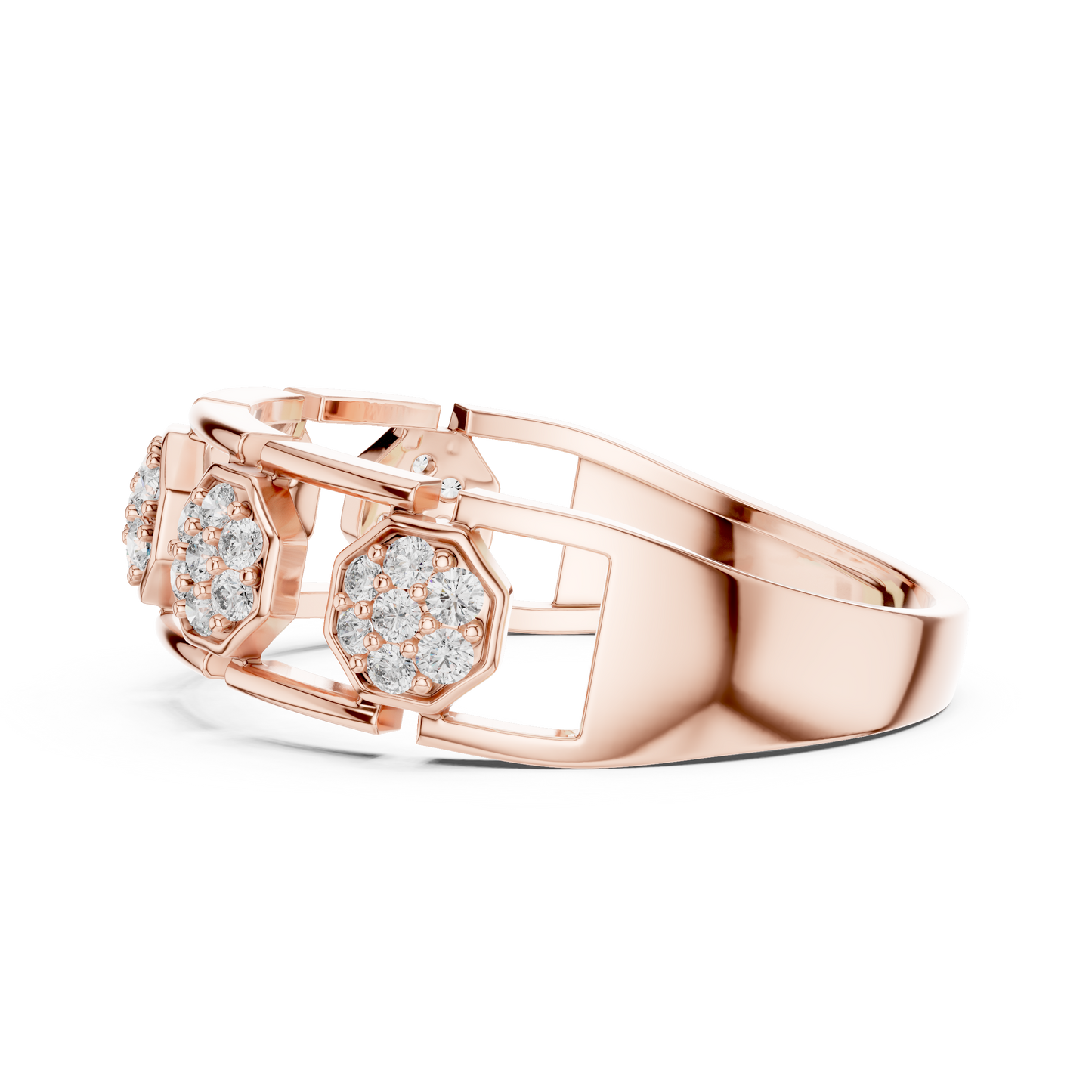 Lab Grown Diamond Octagon Cluster Ring in 14k White Gold