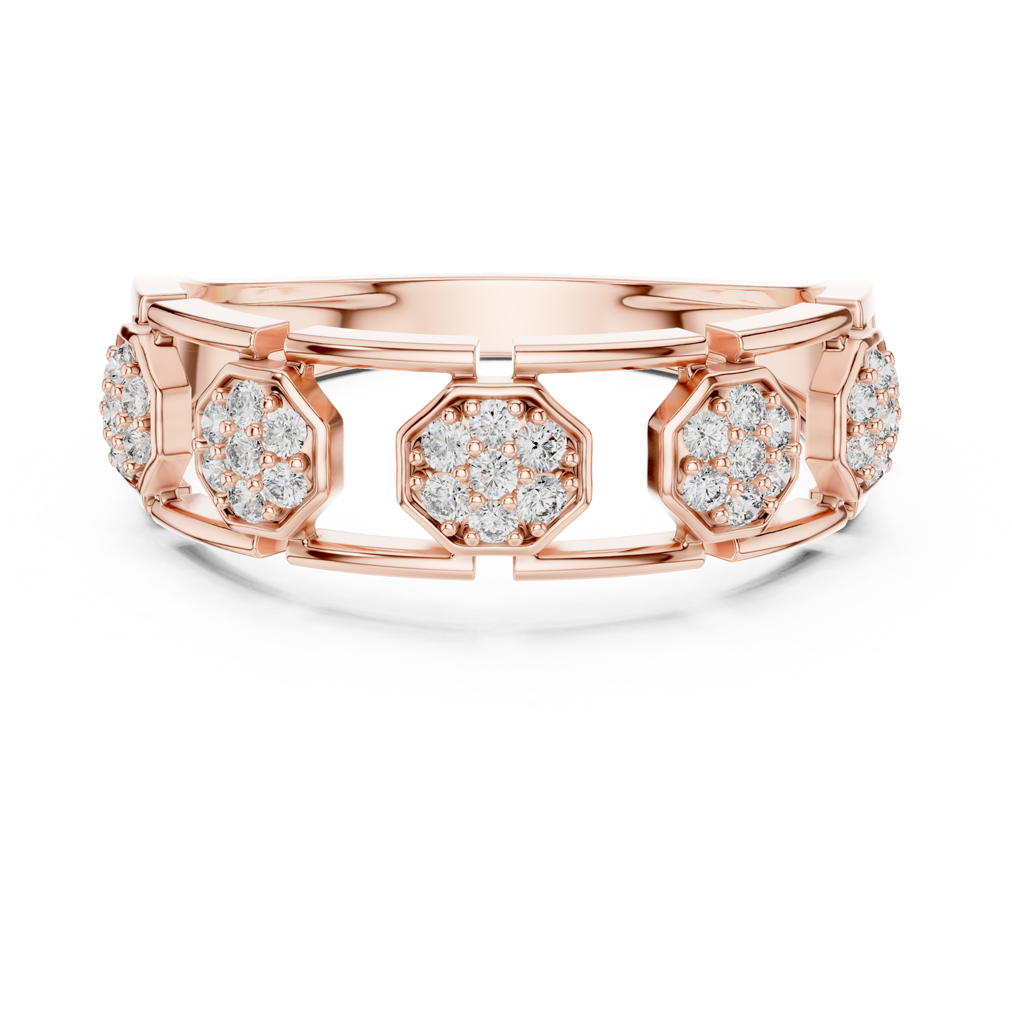Lab Grown Diamond Octagon Cluster Ring in 14k White Gold