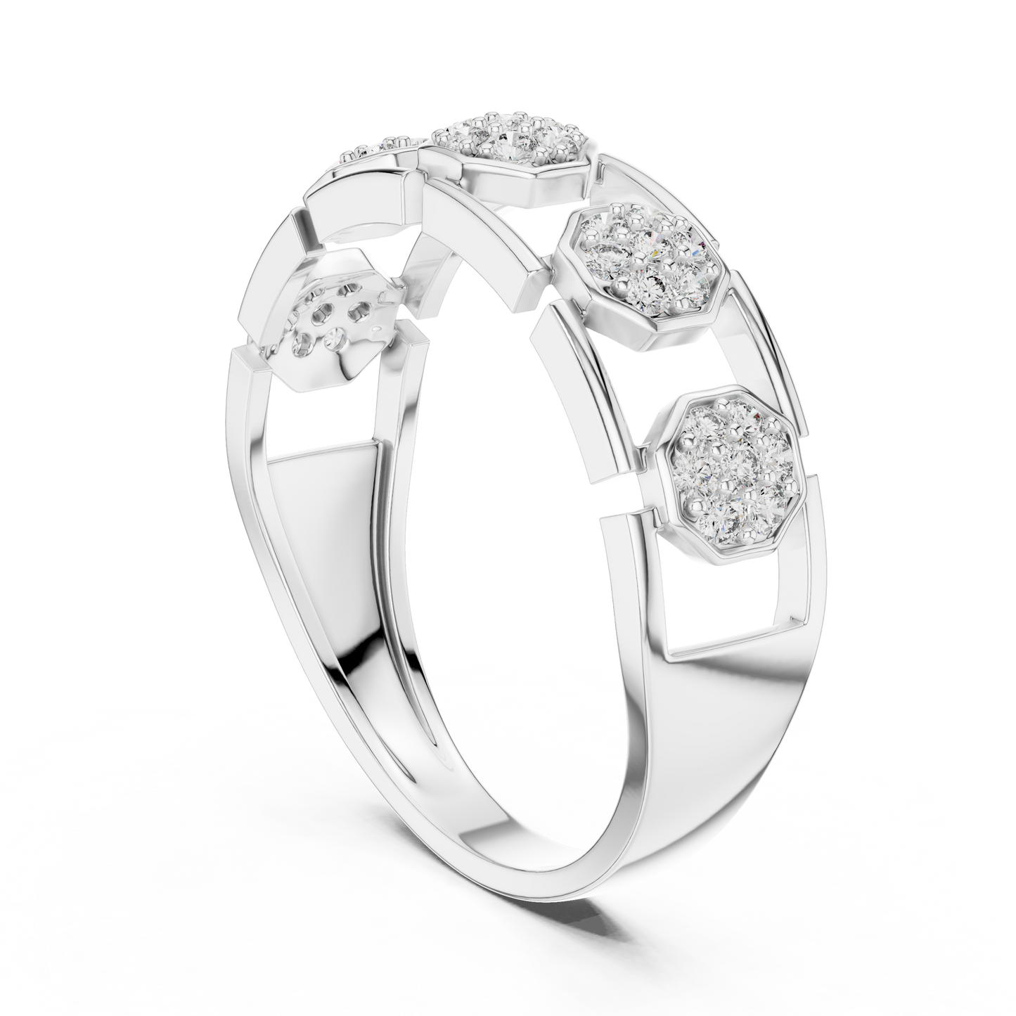Lab Grown Diamond Octagon Cluster Ring in 14k White Gold