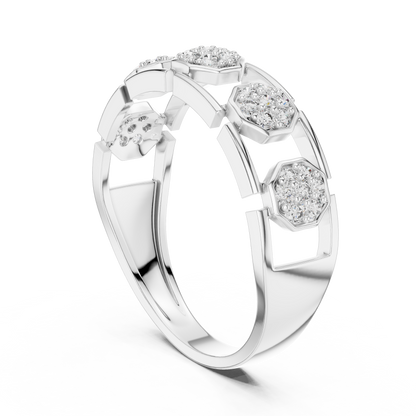 Lab Grown Diamond Octagon Cluster Ring in 14k White Gold