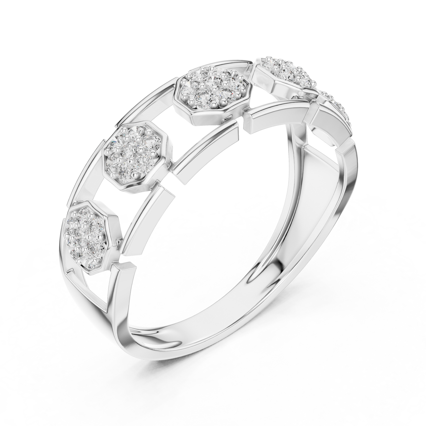 Lab Grown Diamond Octagon Cluster Ring in 14k White Gold