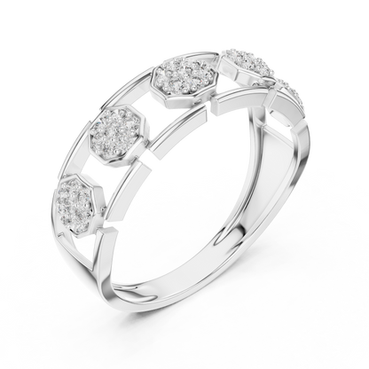 Lab Grown Diamond Octagon Cluster Ring in 14k White Gold