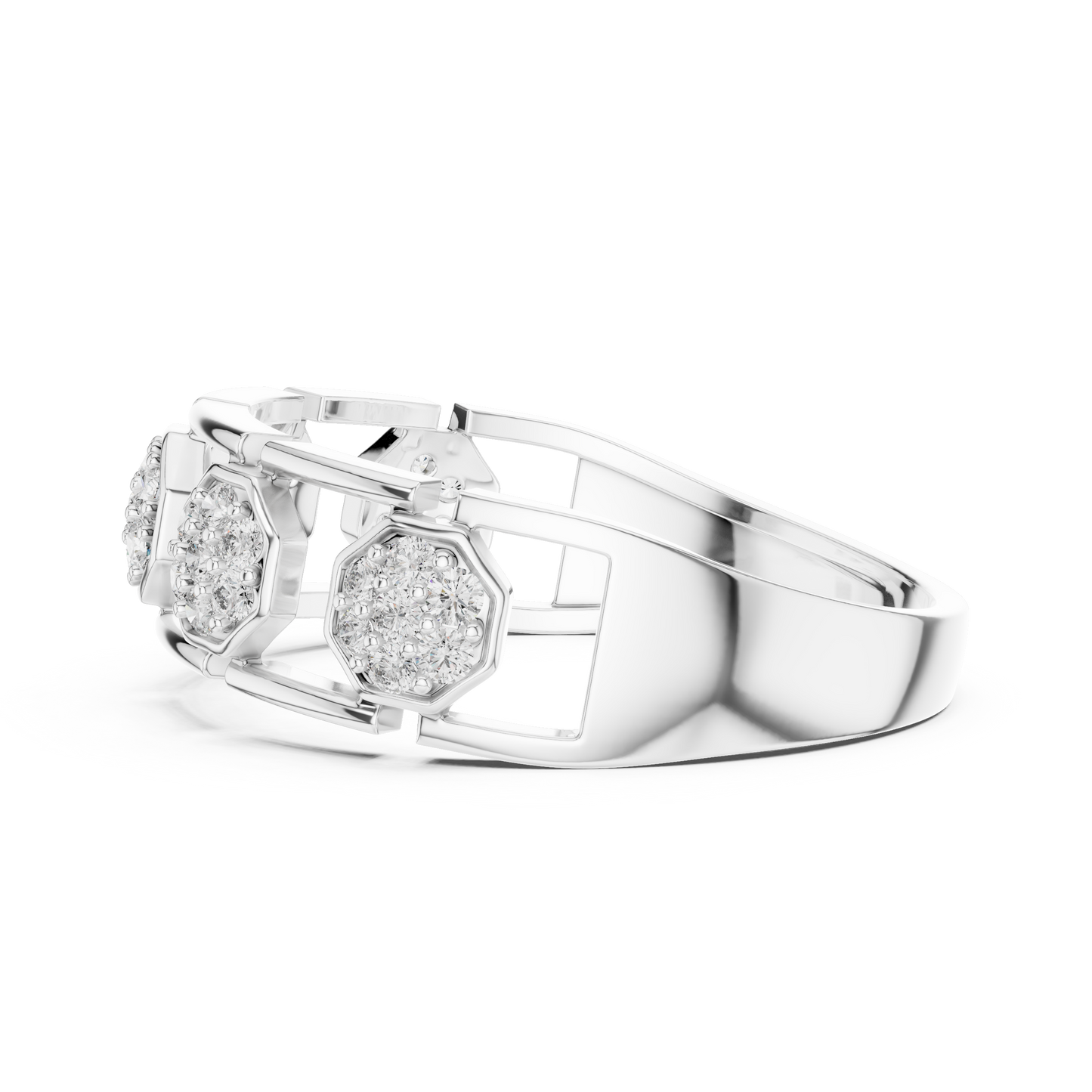 Lab Grown Diamond Octagon Cluster Ring in 14k White Gold