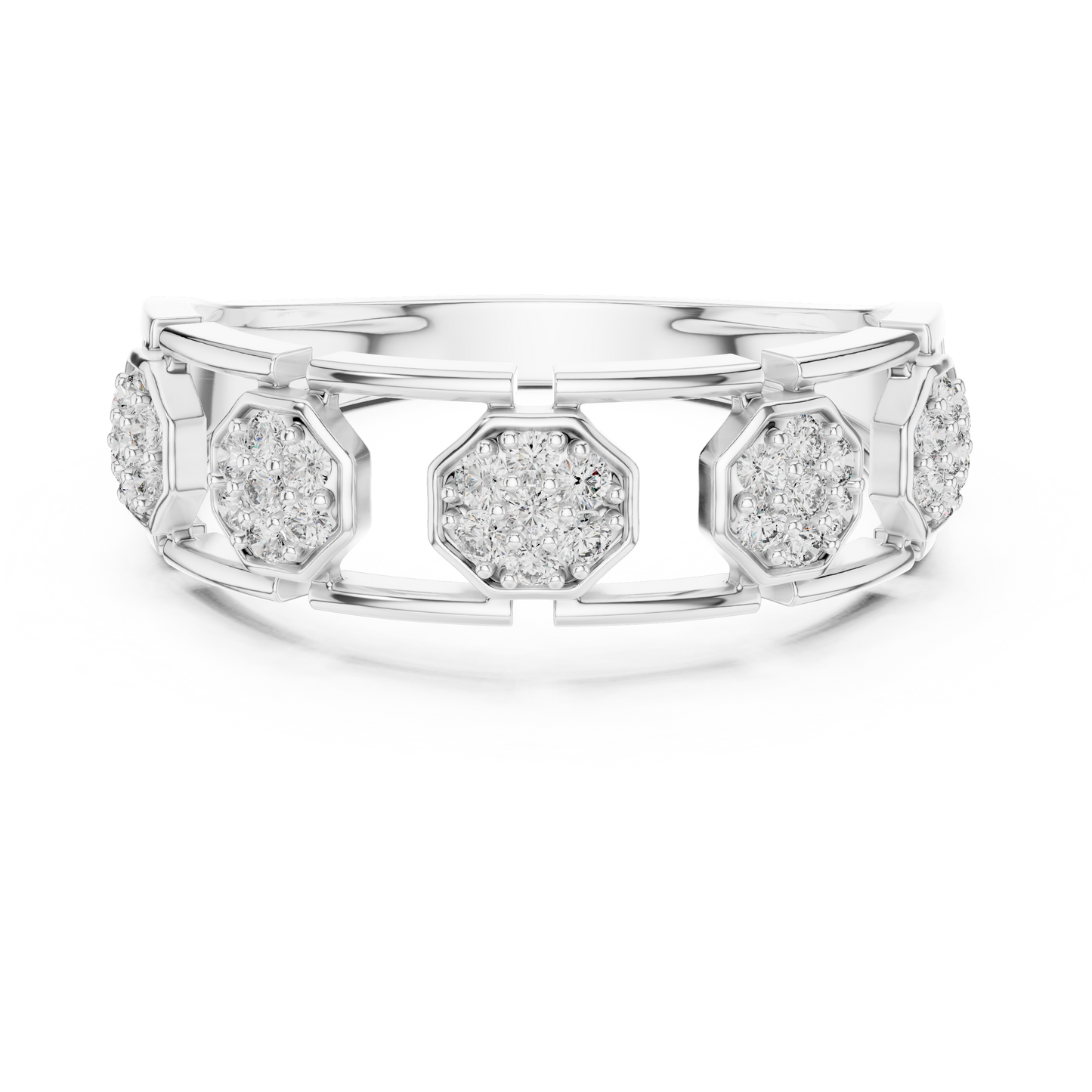 Lab Grown Diamond Octagon Cluster Ring in 14k White Gold