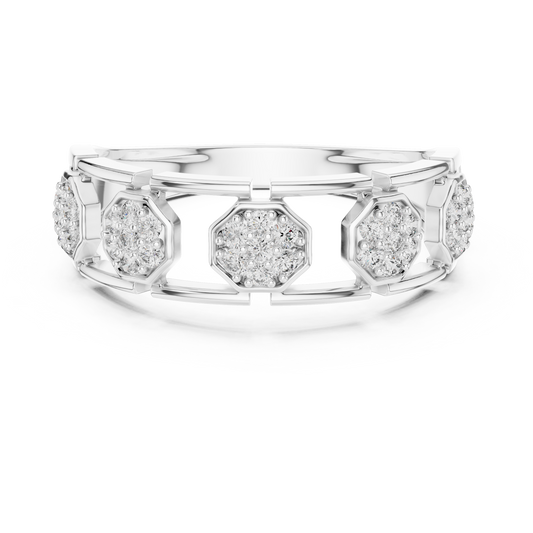 Lab Grown Diamond Octagon Cluster Ring in 14k White Gold