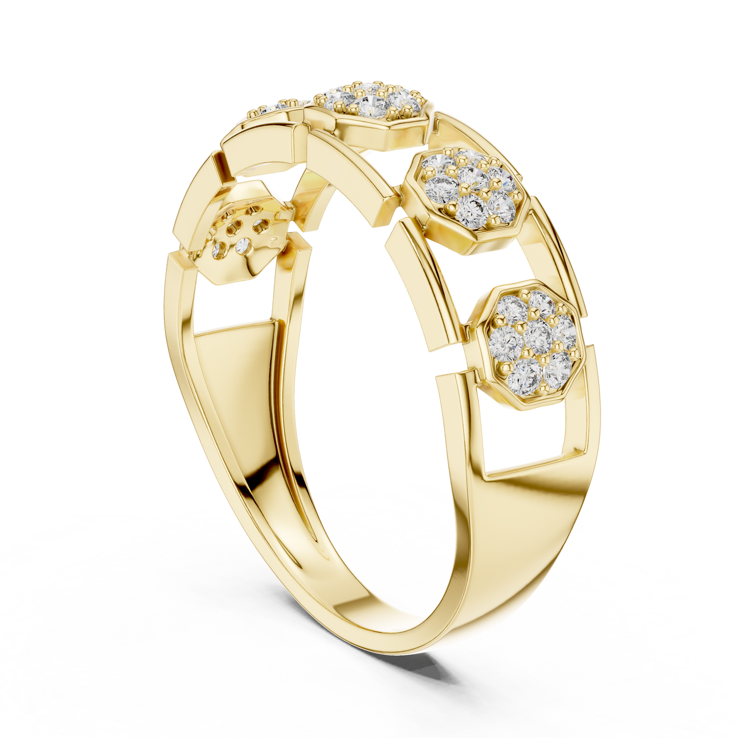 Lab Grown Diamond Octagon Cluster Ring in 14k White Gold