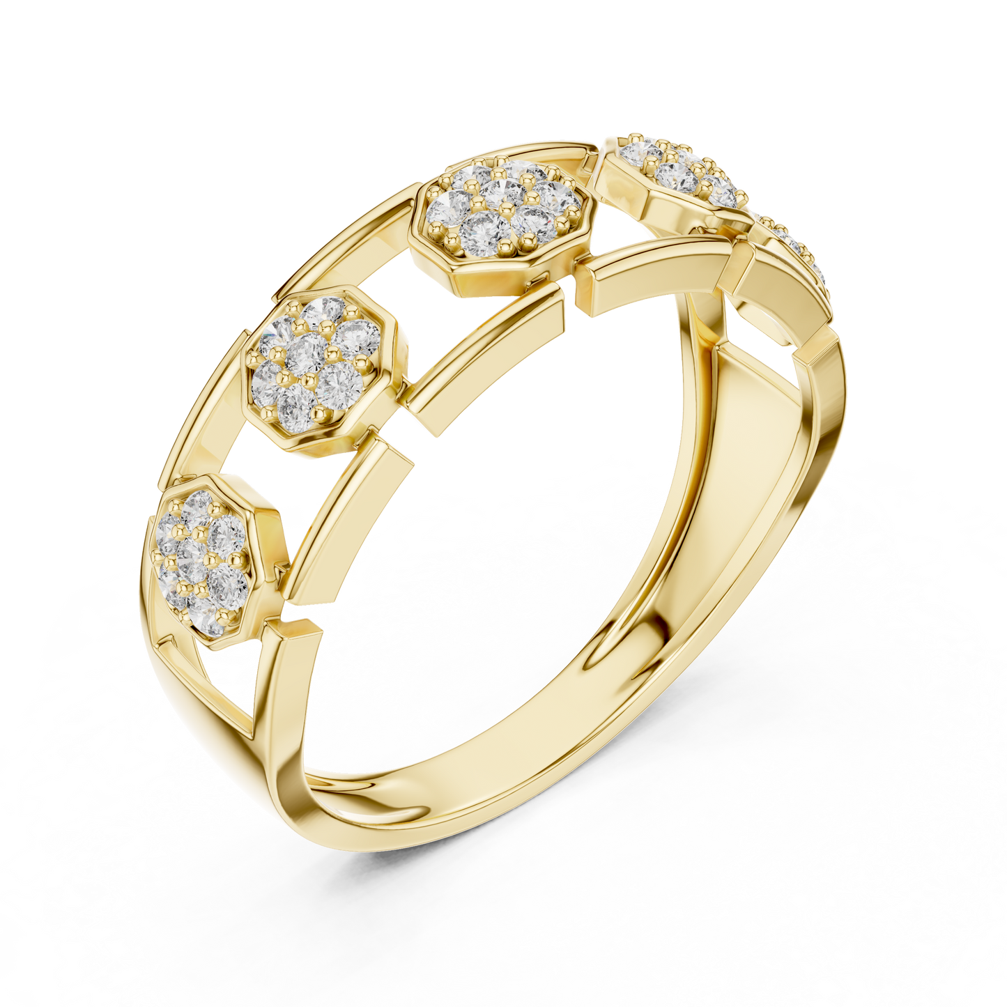 Lab Grown Diamond Octagon Cluster Ring in 14k White Gold