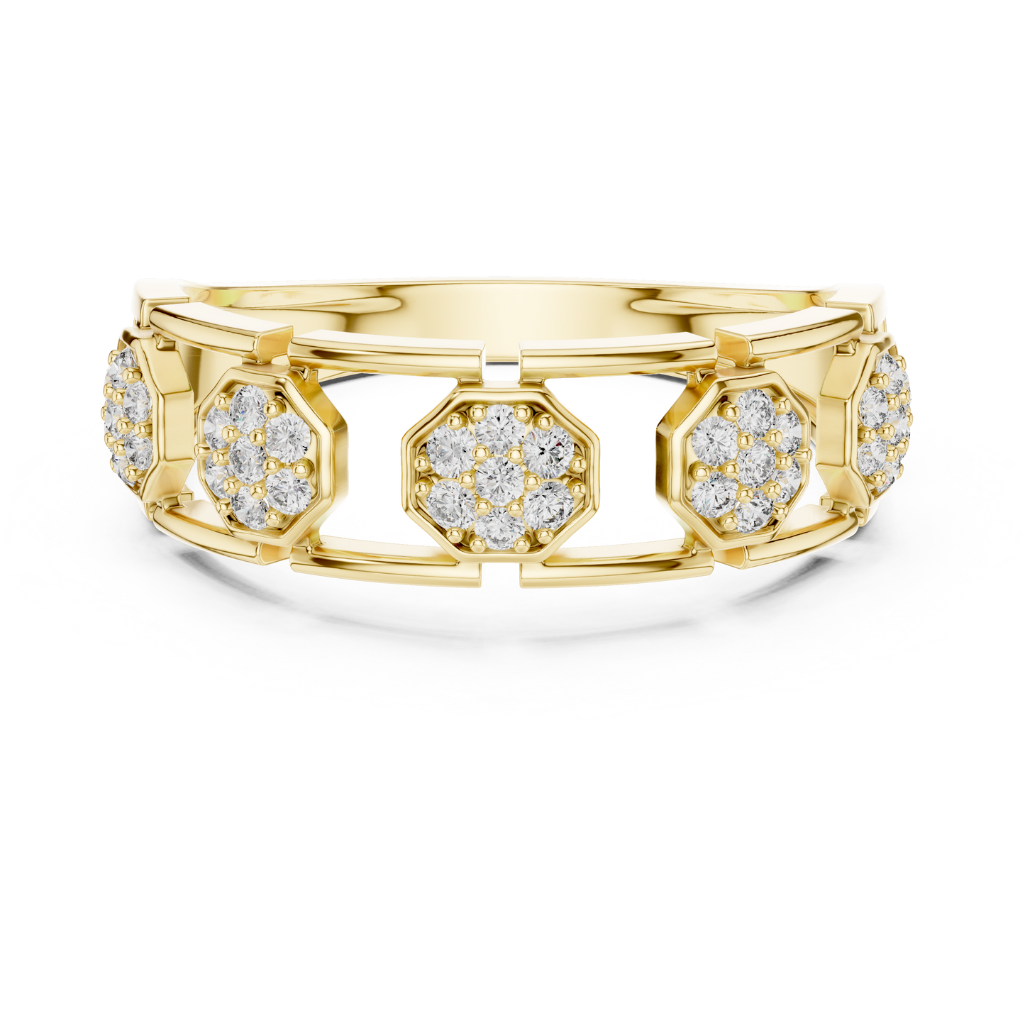 Lab Grown Diamond Octagon Cluster Ring in 14k White Gold
