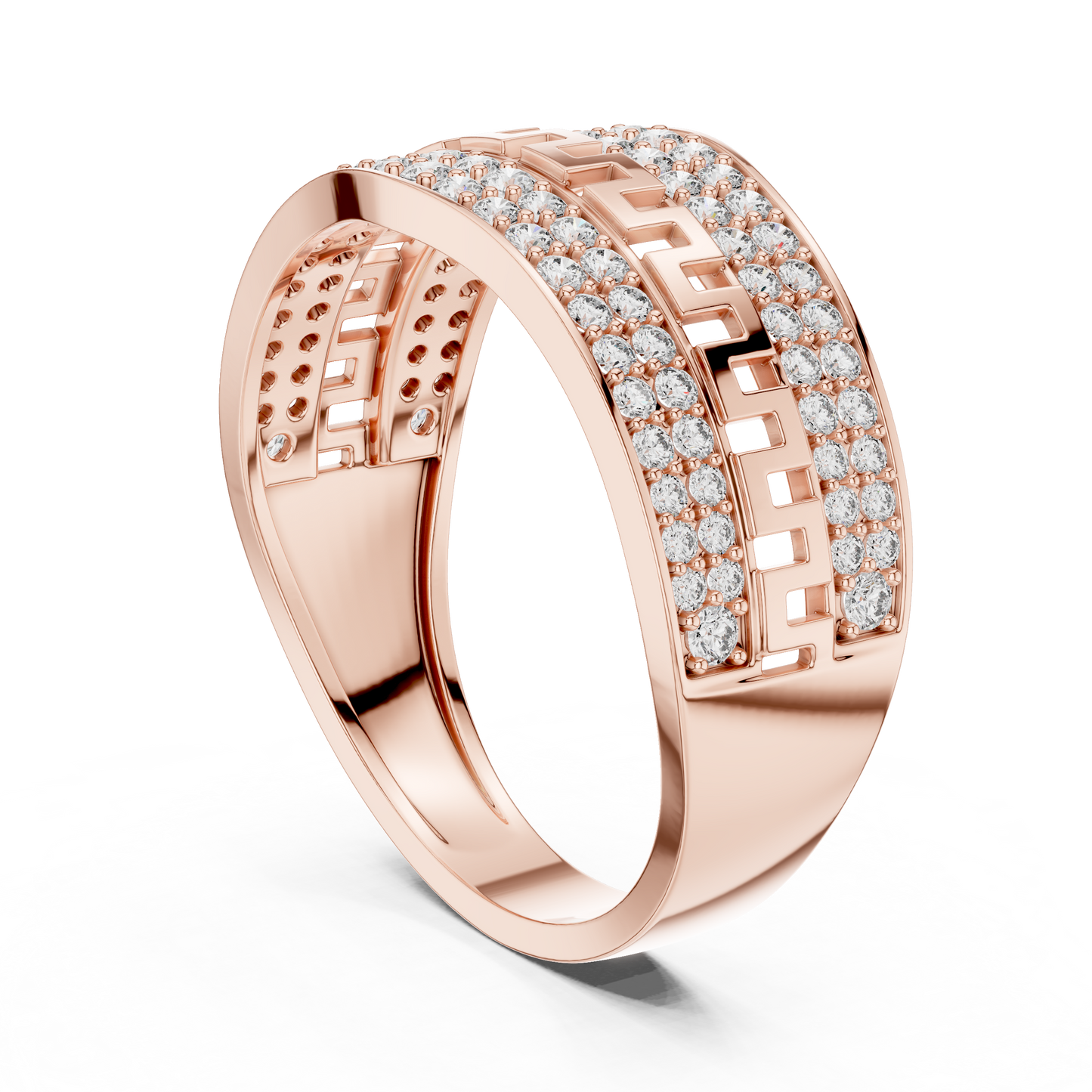 Lab Grown Diamond Greek Key Band in 14k Yellow Gold