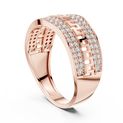 Lab Grown Diamond Greek Key Band in 14k Yellow Gold