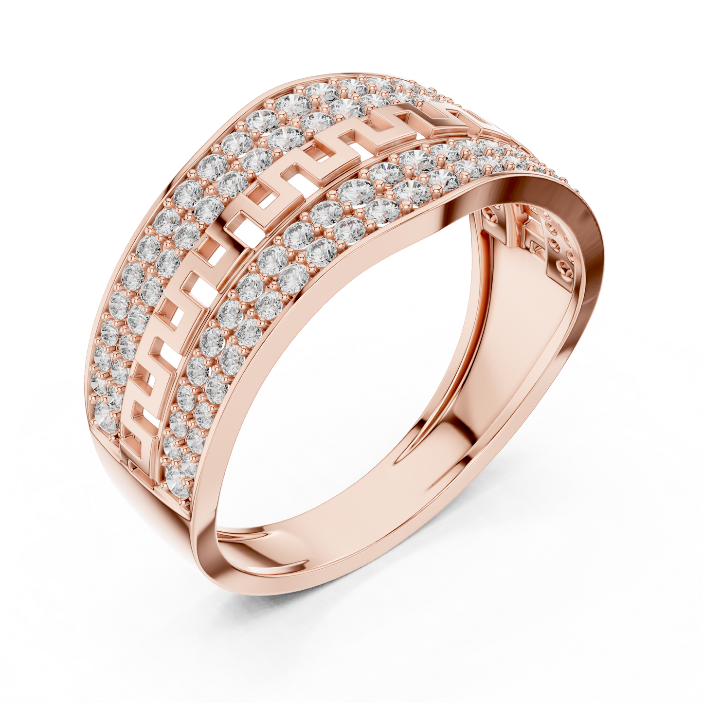 Lab Grown Diamond Greek Key Band in 14k Yellow Gold
