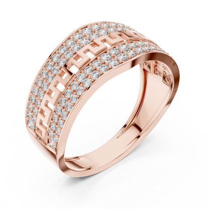 Lab Grown Diamond Greek Key Band in 14k Yellow Gold