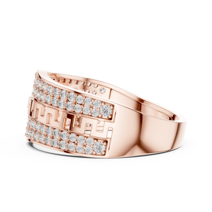 Lab Grown Diamond Greek Key Band in 14k Yellow Gold
